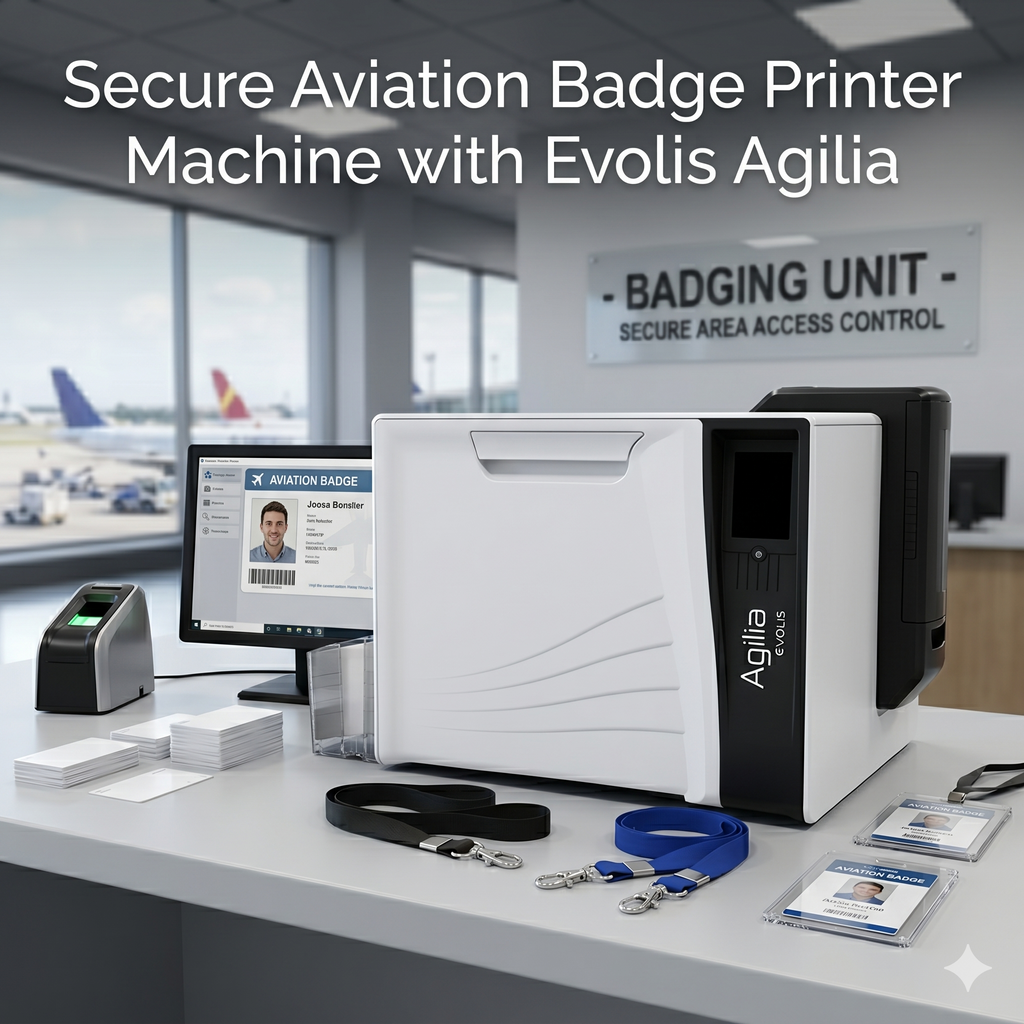 Secure Aviation Badge Printer Machine with Evolis Agilia