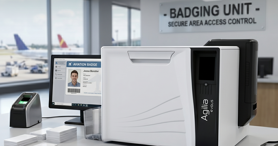 Secure Aviation Badge Printer Machine with Evolis Agilia