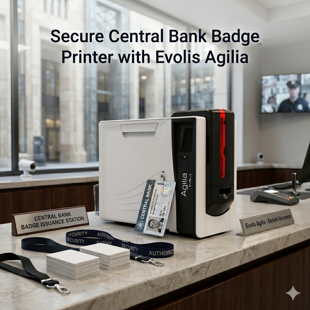 Secure Central Bank Badge Printer with Evolis Agilia