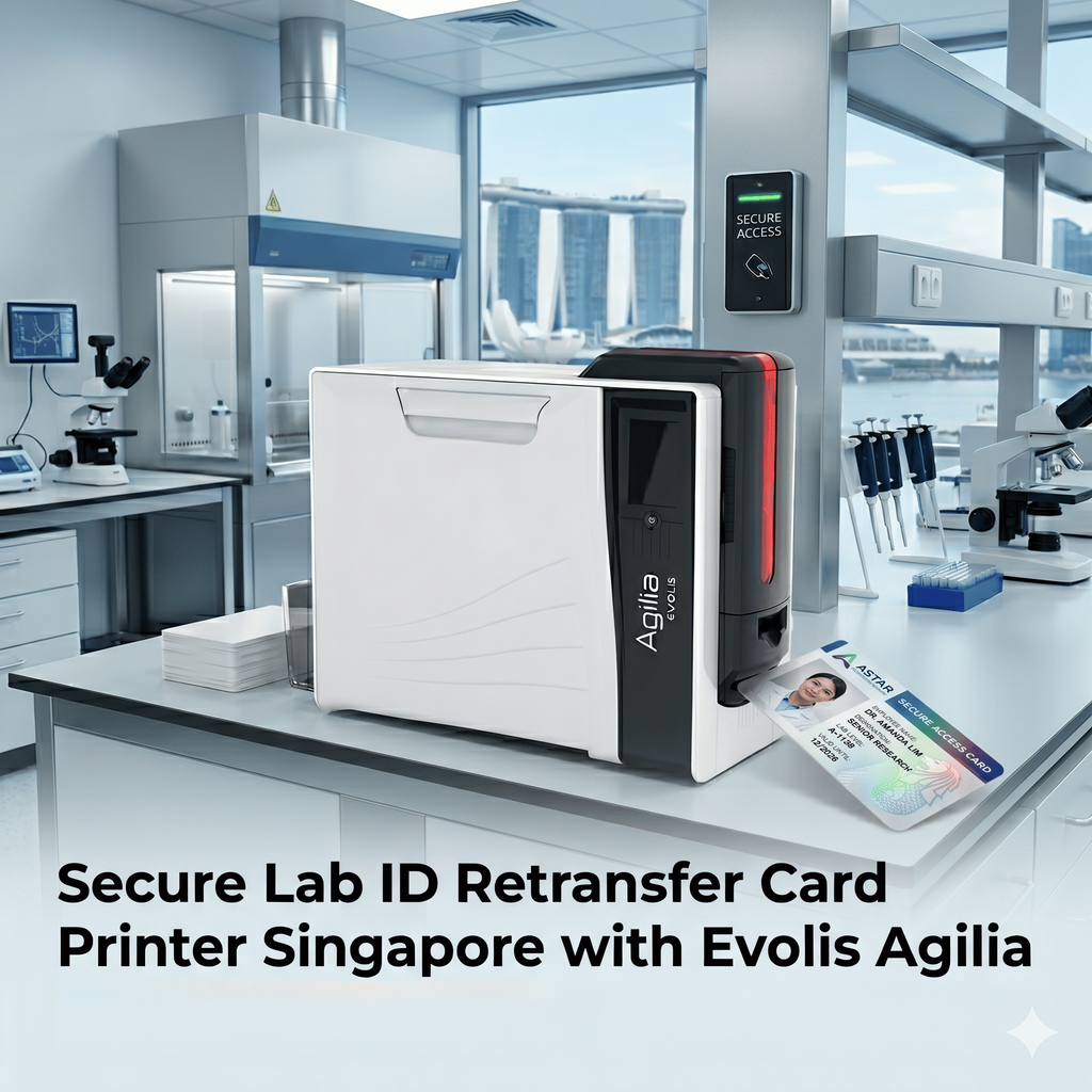 Secure Lab ID Retransfer Card Printer Singapore with Evolis Agilia