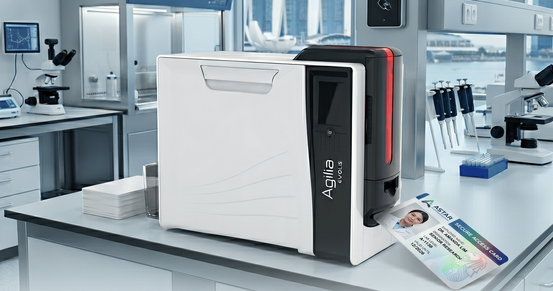 Secure Lab ID Retransfer Card Printer Singapore with Evolis Agilia