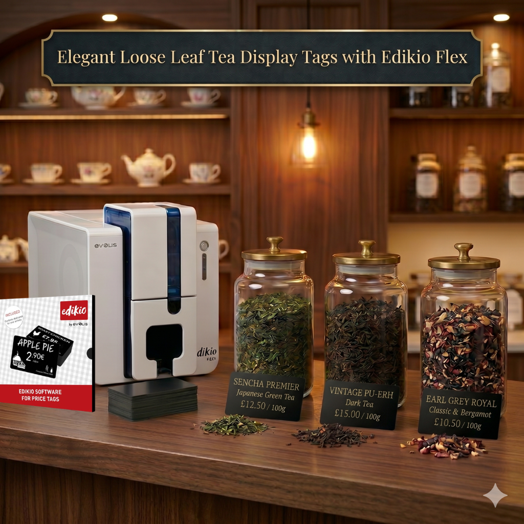 Elegant Loose Leaf Tea Display Tags with Edikio Flex