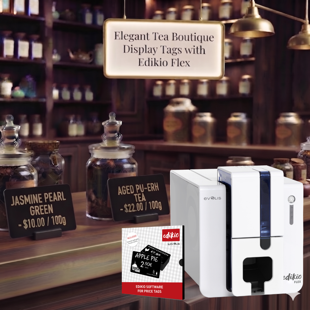 Elegant Tea Boutique Display Tags with Edikio Flex