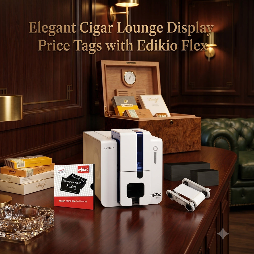 Elegant Cigar Lounge Display Price Tags with Edikio Flex