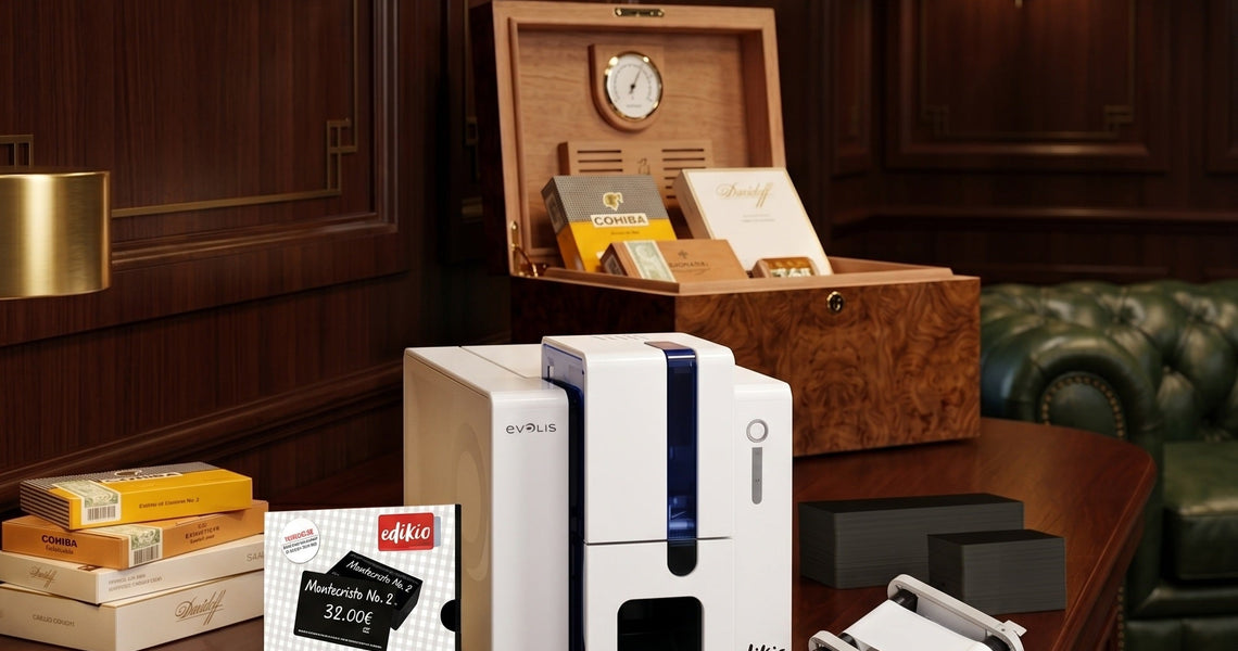 Elegant Cigar Lounge Display Price Tags with Edikio Flex