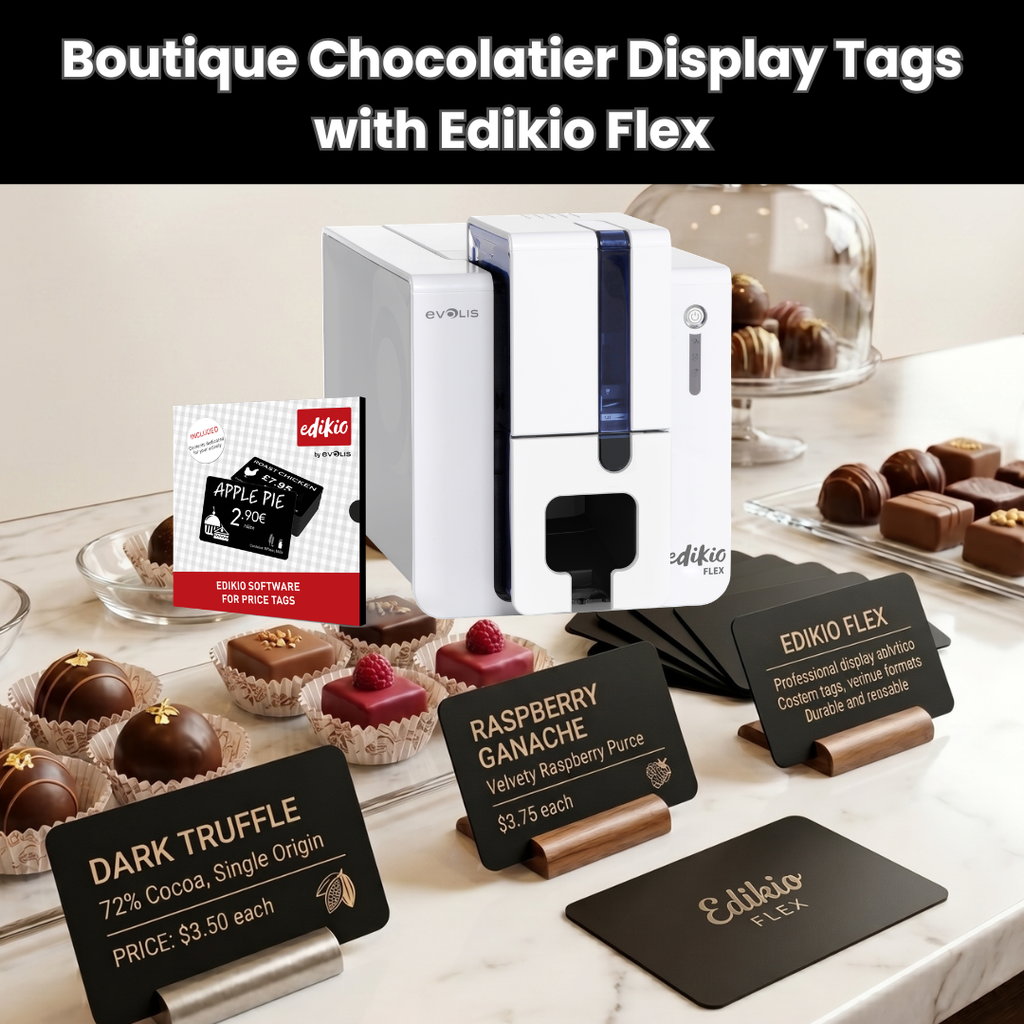 Boutique Chocolatier Display Tags with Edikio Flex