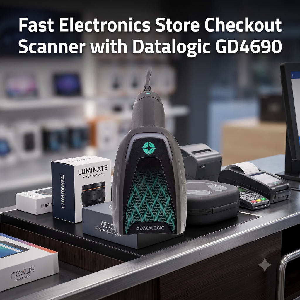 Fast Electronics Store Checkout Scanner with Datalogic GD4690