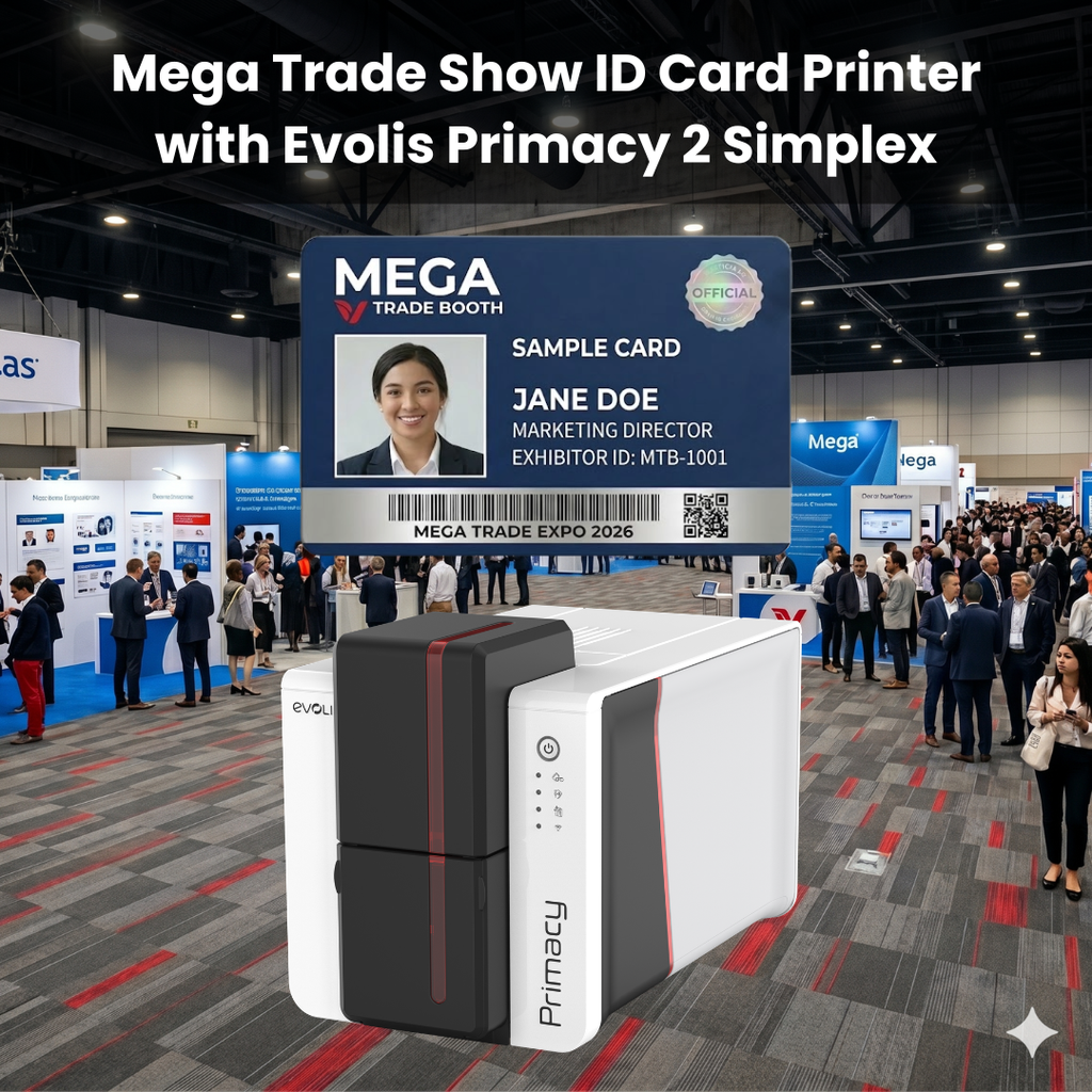 Mega Trade Show ID Card Printer with Evolis Primacy 2 Simplex