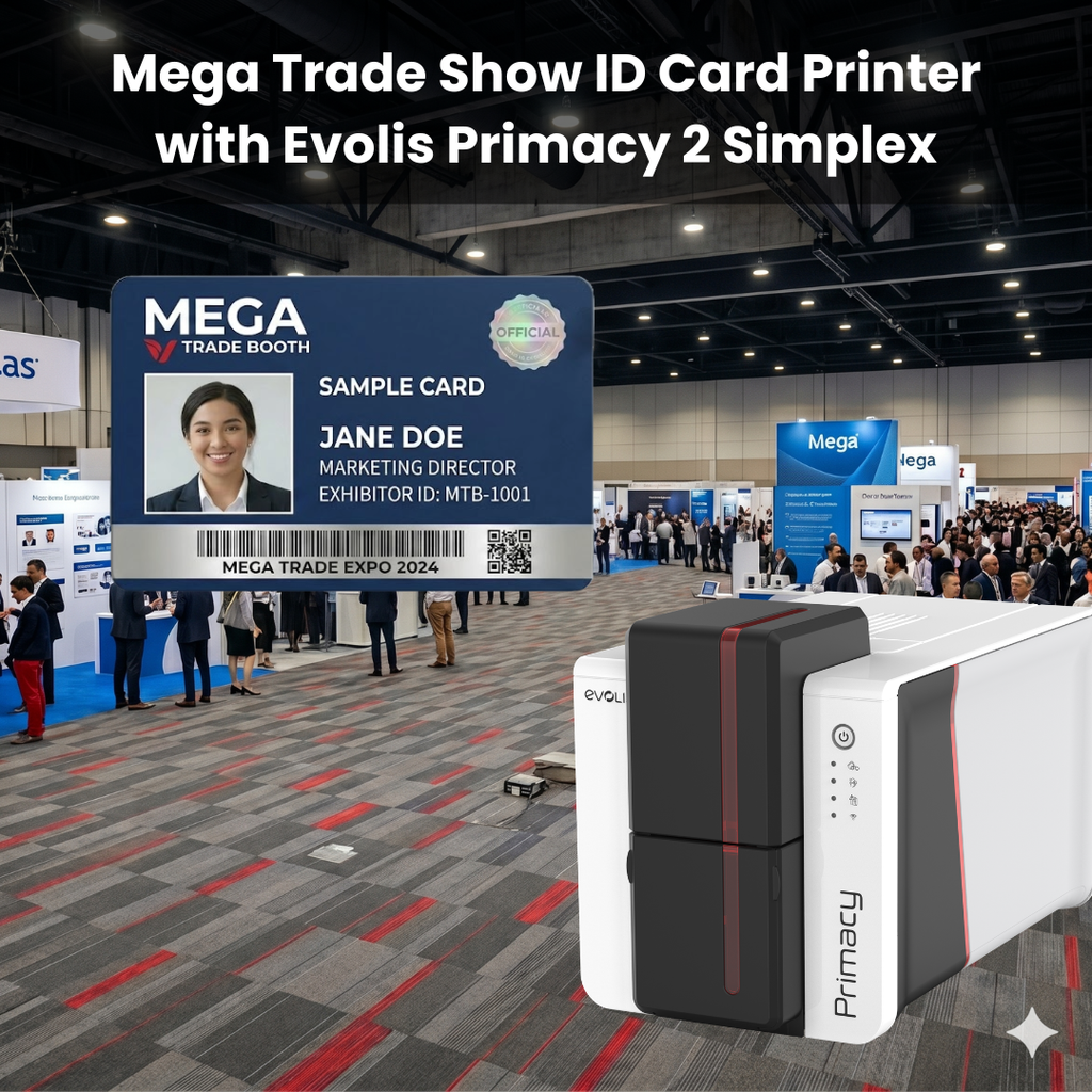 Mega Trade Show ID Card Printer with Evolis Primacy 2 Simplex