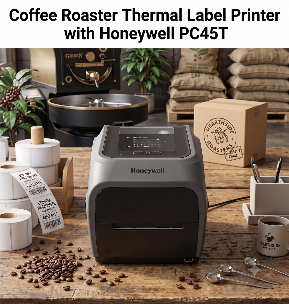Coffee Roaster Thermal Label Printer with Honeywell PC45T