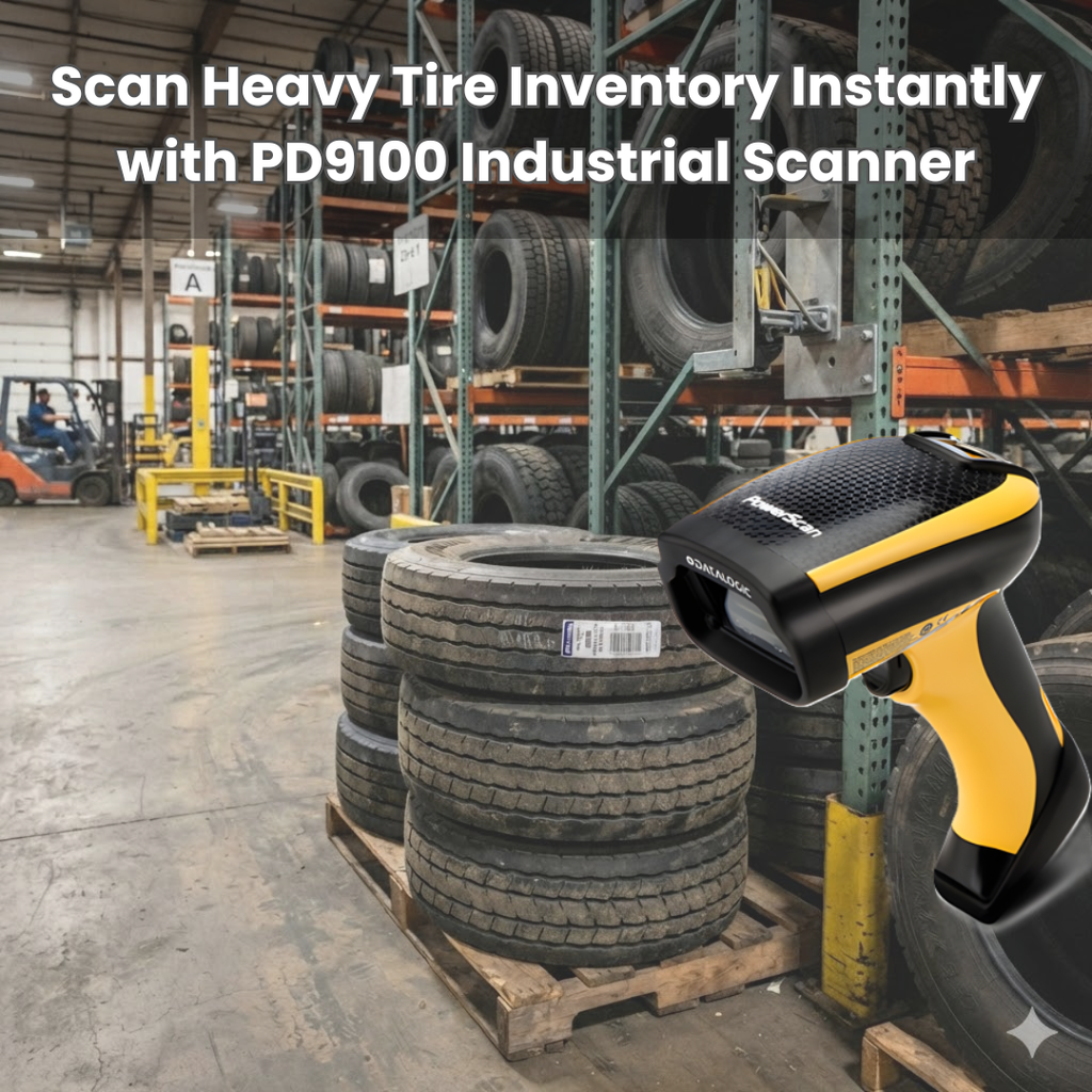 Scan Heavy Tire Inventory Instantly with PD9100 Industrial Scanner