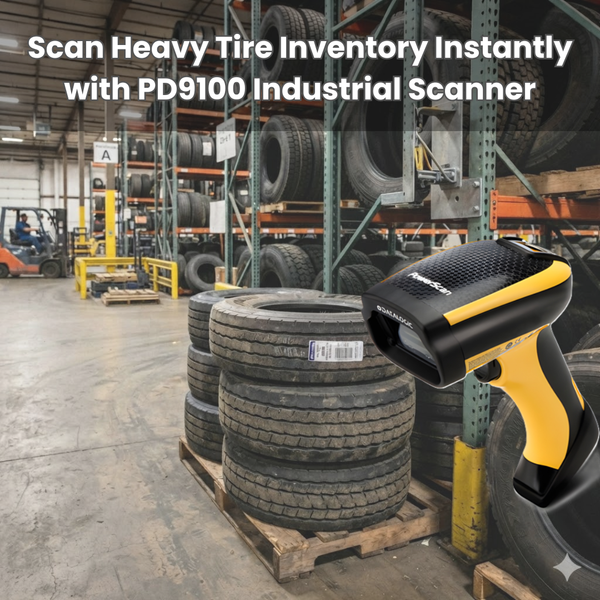 Scan Heavy Tire Inventory Instantly with PD9100 Industrial Scanner