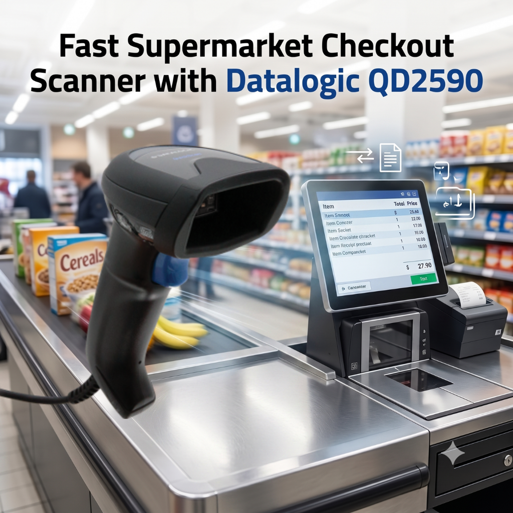 Fast Supermarket Checkout Scanner with Datalogic QD2590