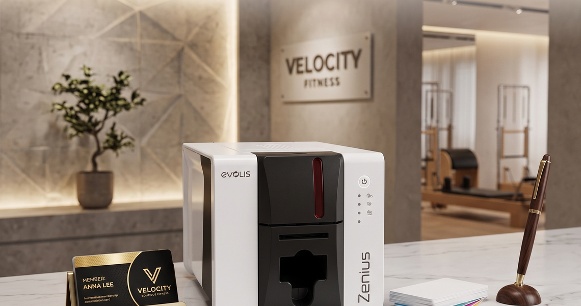 Boutique Fitness Studio PVC Card Printer with Evolis Zenius 2