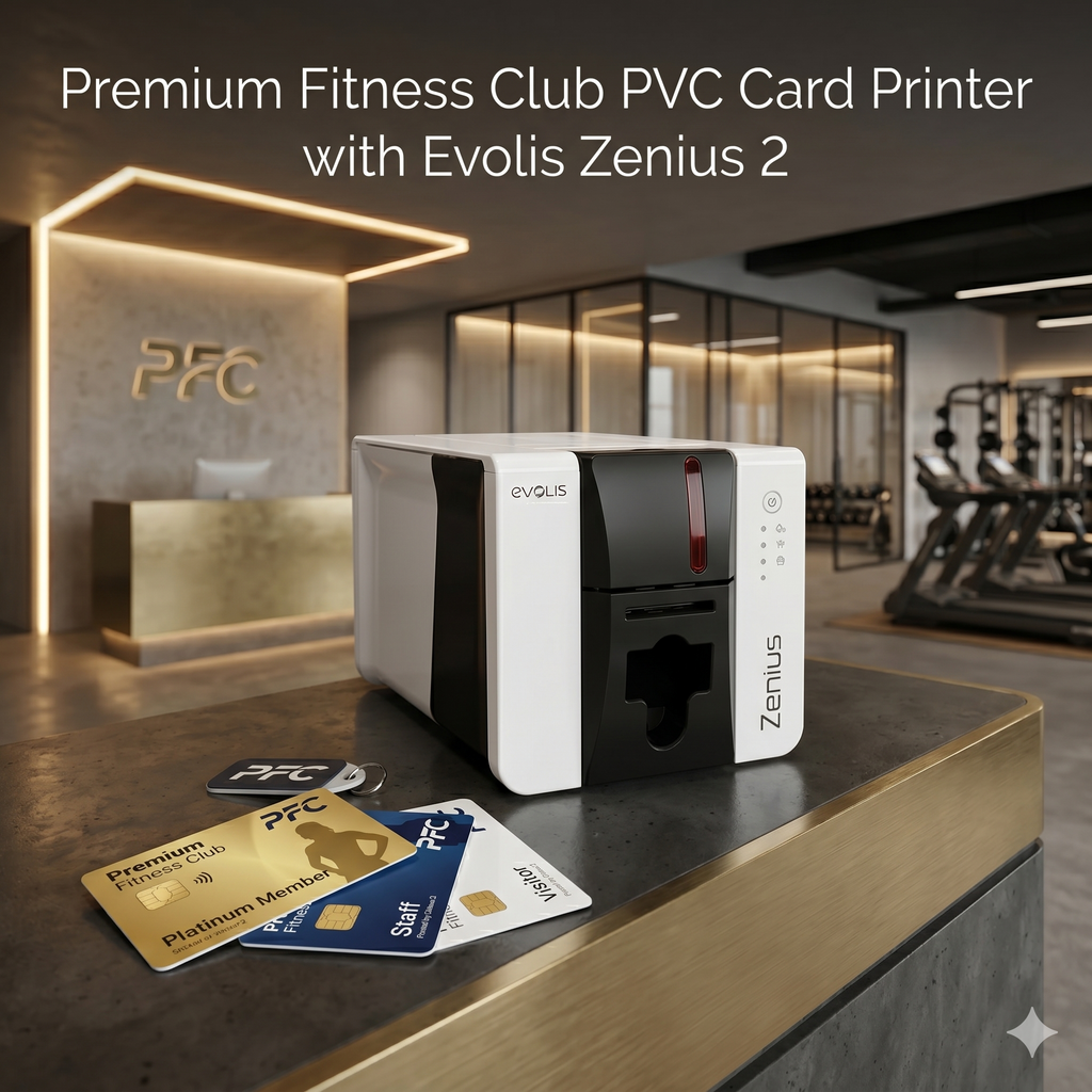 Premium Fitness Club PVC Card Printer with Evolis Zenius 2