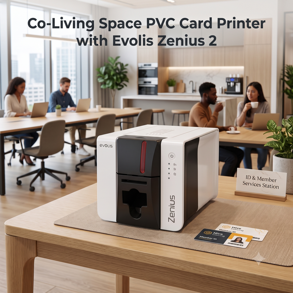 Co-Living Space PVC Card Printer with Evolis Zenius 2